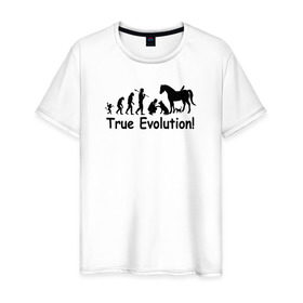 Мужская футболка хлопок с принтом Настоящая эволюция в Петрозаводске, 100% хлопок | прямой крой, круглый вырез горловины, длина до линии бедер, слегка спущенное плечо. | Тематика изображения на принте: ветеринар | ветеринария | ветеринарный врач | кошка | лошадь | собака | эволюция