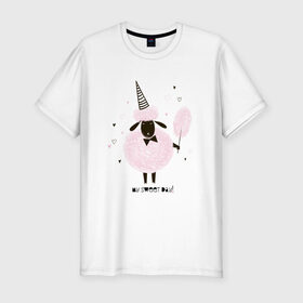 Мужская футболка премиум с принтом овца в Петрозаводске, 92% хлопок, 8% лайкра | приталенный силуэт, круглый вырез ворота, длина до линии бедра, короткий рукав | my sweet day | барашек | сахарная вата | сладкая вата | хорошего дня