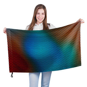 Флаг 3D с принтом object grid в Петрозаводске, 100% полиэстер | плотность ткани — 95 г/м2, размер — 67 х 109 см. Принт наносится с одной стороны | dot | абстракция | метал | сетка | текстура