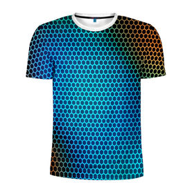 Мужская футболка 3D спортивная с принтом object grid в Петрозаводске, 100% полиэстер с улучшенными характеристиками | приталенный силуэт, круглая горловина, широкие плечи, сужается к линии бедра | dot | абстракция | метал | сетка | текстура