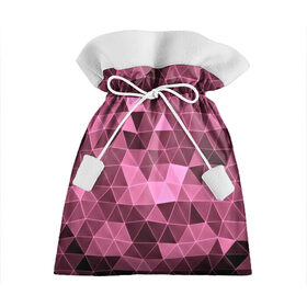 Подарочный 3D мешок с принтом Розовые треугольники в Петрозаводске, 100% полиэстер | Размер: 29*39 см | Тематика изображения на принте: abstract | gray | lowpoly | polygon | triangle | абстракция | геометрия | полигоны | треугольники