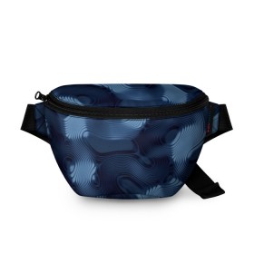 Поясная сумка 3D с принтом Lullaby blue в Петрозаводске, 100% полиэстер | плотная ткань, ремень с регулируемой длиной, внутри несколько карманов для мелочей, основное отделение и карман с обратной стороны сумки застегиваются на молнию | волны | синий | темный