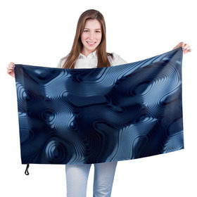 Флаг 3D с принтом Lullaby blue в Петрозаводске, 100% полиэстер | плотность ткани — 95 г/м2, размер — 67 х 109 см. Принт наносится с одной стороны | волны | синий | темный