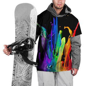 Накидка на куртку 3D с принтом Краски в Петрозаводске, 100% полиэстер |  | background | black | bright | paint | rainbow | spectrum | splash | spray | брызги | всплеск | краски | радуга | спектр | фон | черный | яркие