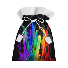 Подарочный 3D мешок с принтом Краски в Петрозаводске, 100% полиэстер | Размер: 29*39 см | Тематика изображения на принте: background | black | bright | paint | rainbow | spectrum | splash | spray | брызги | всплеск | краски | радуга | спектр | фон | черный | яркие