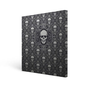 Холст квадратный с принтом Black Milk - Skulls - Черепа в Петрозаводске, 100% ПВХ |  | black milk | metall | pattern | rock | skulls | патерн | узор | череп | черепа | черная