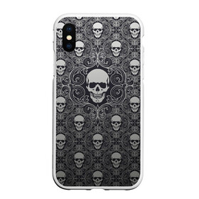 Чехол для iPhone XS Max матовый с принтом Black Milk - Skulls - Черепа в Петрозаводске, Силикон | Область печати: задняя сторона чехла, без боковых панелей | black milk | metall | pattern | rock | skulls | патерн | узор | череп | черепа | черная