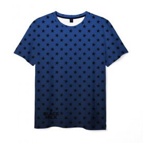Мужская футболка 3D с принтом Black Milk Blue Stars в Петрозаводске, 100% полиэфир | прямой крой, круглый вырез горловины, длина до линии бедер | blue | star | stars | звёздная | звезды | синие звезды