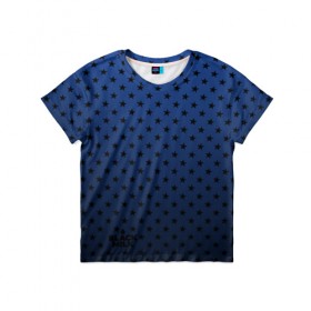 Детская футболка 3D с принтом Black Milk Blue Stars в Петрозаводске, 100% гипоаллергенный полиэфир | прямой крой, круглый вырез горловины, длина до линии бедер, чуть спущенное плечо, ткань немного тянется | blue | star | stars | звёздная | звезды | синие звезды