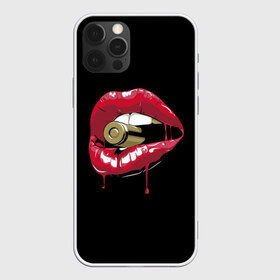Чехол для iPhone 12 Pro Max с принтом Пуля в зубах в Петрозаводске, Силикон |  | Тематика изображения на принте: губы | золотой зуб | краска | красная помада | красный | пуля