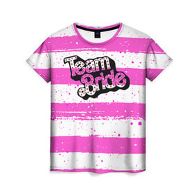 Женская футболка 3D с принтом Team Bride Барби в Петрозаводске, 100% полиэфир ( синтетическое хлопкоподобное полотно) | прямой крой, круглый вырез горловины, длина до линии бедер | badgirl | barbie | beach party | beaches | bride | crew | girl | girlfriends | henparty | pink | power | princess | real girls | superbride | team | девичник | для влюбленных | для подруг | замуж | море | невеста | отдых | пляж | пляжная вечеринка | подру