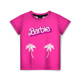 Детская футболка 3D с принтом Barbie пальмы в Петрозаводске, 100% гипоаллергенный полиэфир | прямой крой, круглый вырез горловины, длина до линии бедер, чуть спущенное плечо, ткань немного тянется | Тематика изображения на принте: badgirl | barbie | beach party | beaches | bride | crew | girl | girlfriends | henparty | pink | power | princess | real girls | superbride | team | девичник | для влюбленных | для подруг | замуж | море | невеста | отдых | пляж | пляжная вечеринка | подру