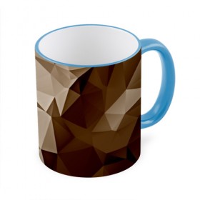 Кружка 3D с принтом Brown geometry в Петрозаводске, керамика | ёмкость 330 мл | Тематика изображения на принте: abstraction | геометрия | грани | полигоны | текстура | треугольники