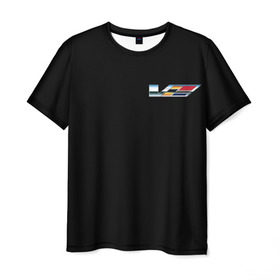 Мужская футболка 3D с принтом Cadillac в Петрозаводске, 100% полиэфир | прямой крой, круглый вырез горловины, длина до линии бедер | brand | cadillac | car | logo | motorcycle | sign | автомобиль | знак | кадилак | логотип | марка | мотоцикл