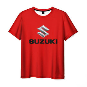 Мужская футболка 3D с принтом Suzuki в Петрозаводске, 100% полиэфир | прямой крой, круглый вырез горловины, длина до линии бедер | марка | машина | сузуки | япония