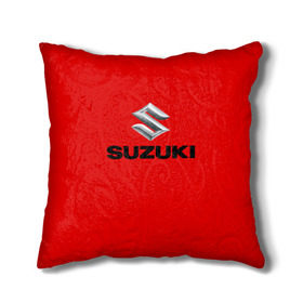 Подушка 3D с принтом Suzuki в Петрозаводске, наволочка – 100% полиэстер, наполнитель – холлофайбер (легкий наполнитель, не вызывает аллергию). | состоит из подушки и наволочки. Наволочка на молнии, легко снимается для стирки | марка | машина | сузуки | япония