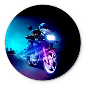 Коврик круглый с принтом Мотоциклист в Петрозаводске, резина и полиэстер | круглая форма, изображение наносится на всю лицевую часть | city | light | motocross | motorcycle | motorcyclist | night | silhouette | speed | город | мотокросс | мотоцикл | мотоциклист | ночь | свет | силуэт | скорость