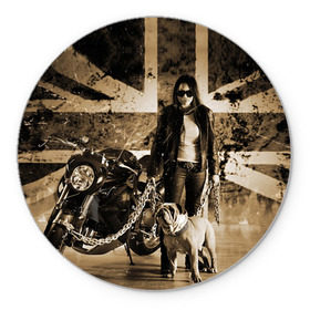 Коврик круглый с принтом Bulldog Yamaha в Петрозаводске, резина и полиэстер | круглая форма, изображение наносится на всю лицевую часть | brand | bulldog yamaha bt1100 bulldog | car | chain | dog | english | flag | girl | japanese | logo | motorcycle | sign | yamaha | автомобиль | английский | девушка | знак | логотип | марка | мотоцикл | собака | флаг | цепи | ямаха | японская