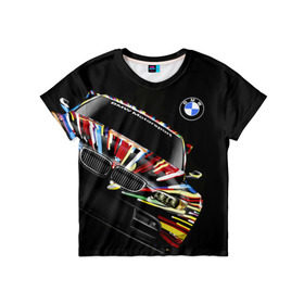 Детская футболка 3D с принтом BMW в Петрозаводске, 100% гипоаллергенный полиэфир | прямой крой, круглый вырез горловины, длина до линии бедер, чуть спущенное плечо, ткань немного тянется | bmw | авто | бмв | магина | марка