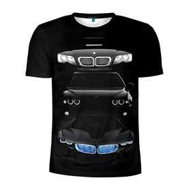 Мужская футболка 3D спортивная с принтом BMW в Петрозаводске, 100% полиэстер с улучшенными характеристиками | приталенный силуэт, круглая горловина, широкие плечи, сужается к линии бедра | bmw | авто | бмв | магина | марка