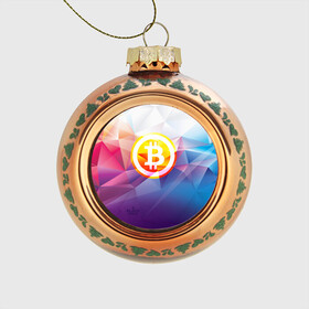 Стеклянный ёлочный шар с принтом Биткоин - Bitcoin Geometria в Петрозаводске, Стекло | Диаметр: 80 мм | bitcoin | coin | crypto | geometria | polygon | биткоин | геометрия | коин | криптовалюта | полигон