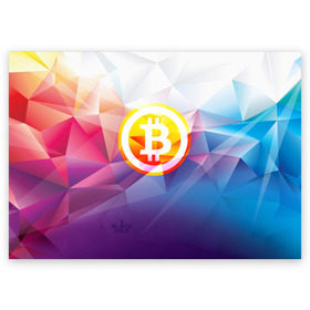 Поздравительная открытка с принтом Биткоин - Bitcoin Geometria в Петрозаводске, 100% бумага | плотность бумаги 280 г/м2, матовая, на обратной стороне линовка и место для марки
 | bitcoin | coin | crypto | geometria | polygon | биткоин | геометрия | коин | криптовалюта | полигон