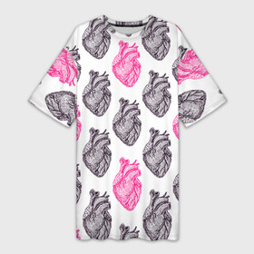 Платье-футболка 3D с принтом Сердца 1 в Петрозаводске,  |  | doctor | врач | доктор | медик | медицина | орган | органы | сердца | сердце