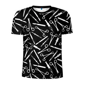 Мужская футболка 3D спортивная с принтом Шприцы в Петрозаводске, 100% полиэстер с улучшенными характеристиками | приталенный силуэт, круглая горловина, широкие плечи, сужается к линии бедра | doctor | врач | доктор | инструмент | медик | медицина | скальпель