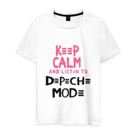 Мужская футболка хлопок с принтом Keep Calm and listen to DM в Петрозаводске, 100% хлопок | прямой крой, круглый вырез горловины, длина до линии бедер, слегка спущенное плечо. | music