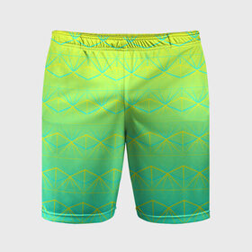 Мужские шорты 3D спортивные с принтом Летний бриз в Петрозаводске,  |  | summer | градиент | желтый | зеленый | лето | синий | узор