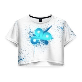 Женская футболка 3D укороченная с принтом cs:go - Cloud9 (White collection) в Петрозаводске, 100% полиэстер | круглая горловина, длина футболки до линии талии, рукава с отворотами | 0x000000123 | cloud9 | cs go | white | кс го