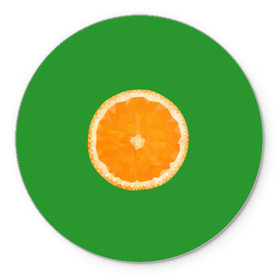 Коврик круглый с принтом Низкополигональный апельсин в Петрозаводске, резина и полиэстер | круглая форма, изображение наносится на всю лицевую часть | lowpoly | polygonal | апельсин | зеленый | оранджевый | полигон | полигональный | полигоны | яркий