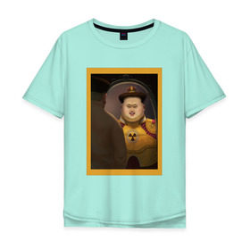 Мужская футболка хлопок Oversize с принтом Счастливый Ким в Петрозаводске, 100% хлопок | свободный крой, круглый ворот, “спинка” длиннее передней части | ким чен ын | северная корея