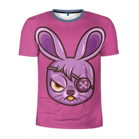 Мужская футболка 3D спортивная с принтом Зайчик в Петрозаводске, 100% полиэстер с улучшенными характеристиками | приталенный силуэт, круглая горловина, широкие плечи, сужается к линии бедра | заяц | кролик | розовый