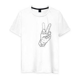 Мужская футболка хлопок с принтом Недофак в Петрозаводске, 100% хлопок | прямой крой, круглый вырез горловины, длина до линии бедер, слегка спущенное плечо. | v | виктори | пис | средний палец