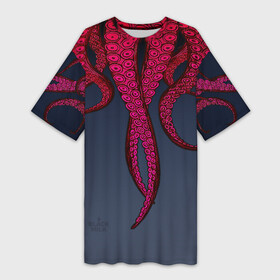 Платье-футболка 3D с принтом Щупальцы Осьминога в Петрозаводске,  |  | кальмар | осьминог | щупальца