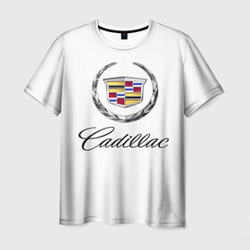 Мужская футболка 3D с принтом Cadillac в Петрозаводске, 100% полиэфир | прямой крой, круглый вырез горловины, длина до линии бедер | авто | кадиллак | марка | машина