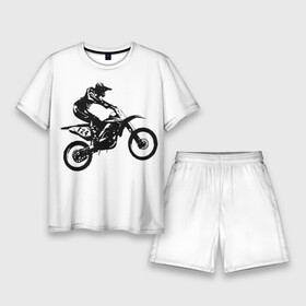 Мужской костюм с шортами 3D с принтом Мотокросс в Петрозаводске,  |  | motocross | motorcycle | motorcyclist | silhouette | speed | stencil | мотокросс | мотоцикл | мотоциклист | силуэт | скорость | трафарет