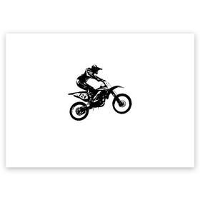 Поздравительная открытка с принтом Мотокросс в Петрозаводске, 100% бумага | плотность бумаги 280 г/м2, матовая, на обратной стороне линовка и место для марки
 | motocross | motorcycle | motorcyclist | silhouette | speed | stencil | мотокросс | мотоцикл | мотоциклист | силуэт | скорость | трафарет