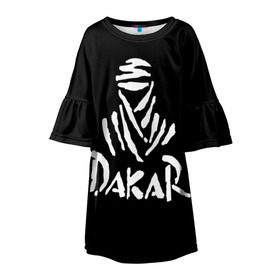Детское платье 3D с принтом Dakar в Петрозаводске, 100% полиэстер | прямой силуэт, чуть расширенный к низу. Круглая горловина, на рукавах — воланы | dakar | desert | logo | race | rally | sign | гонки | дакар | знак | логотип | пустыня | ралли