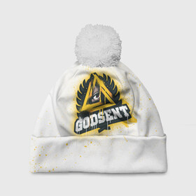 Шапка 3D c помпоном с принтом cs:go - Godsent (White collection) в Петрозаводске, 100% полиэстер | универсальный размер, печать по всей поверхности изделия | 