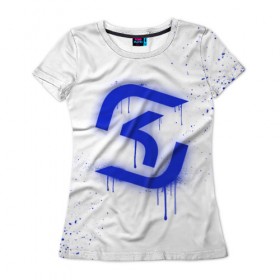 Женская футболка 3D с принтом cs:go - SK Gaming (White collection) в Петрозаводске, 100% полиэфир ( синтетическое хлопкоподобное полотно) | прямой крой, круглый вырез горловины, длина до линии бедер | 0x000000123 | cs go | sk | white | кс го