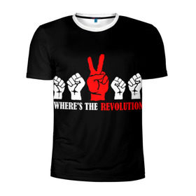 Мужская футболка 3D спортивная с принтом DM: Where`s the revolution? в Петрозаводске, 100% полиэстер с улучшенными характеристиками | приталенный силуэт, круглая горловина, широкие плечи, сужается к линии бедра | depeche mode