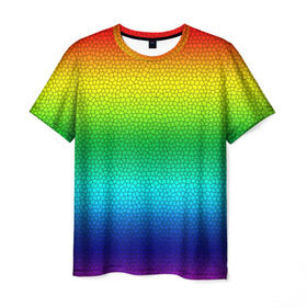Мужская футболка 3D с принтом Радуга (Витражный Градиент) в Петрозаводске, 100% полиэфир | прямой крой, круглый вырез горловины, длина до линии бедер | gradient | rainbow | витраж | градиент | радуга