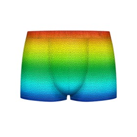 Мужские трусы 3D с принтом Радуга (Витражный Градиент) в Петрозаводске, 50% хлопок, 50% полиэстер | классическая посадка, на поясе мягкая тканевая резинка | Тематика изображения на принте: gradient | rainbow | витраж | градиент | радуга