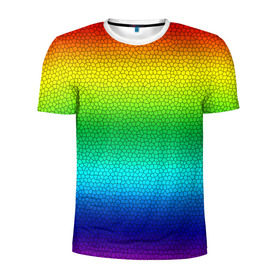 Мужская футболка 3D спортивная с принтом Радуга (Витражный Градиент) в Петрозаводске, 100% полиэстер с улучшенными характеристиками | приталенный силуэт, круглая горловина, широкие плечи, сужается к линии бедра | gradient | rainbow | витраж | градиент | радуга