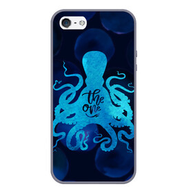 Чехол для iPhone 5/5S матовый с принтом крутой осьминог в Петрозаводске, Силикон | Область печати: задняя сторона чехла, без боковых панелей | вода | море | океан | осьминог | подводный мир | рыбы