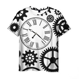Мужская футболка 3D с принтом Время не ждет в Петрозаводске, 100% полиэфир | прямой крой, круглый вырез горловины, длина до линии бедер | время | часы