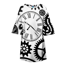Детское платье 3D с принтом Время не ждет в Петрозаводске, 100% полиэстер | прямой силуэт, чуть расширенный к низу. Круглая горловина, на рукавах — воланы | Тематика изображения на принте: время | часы