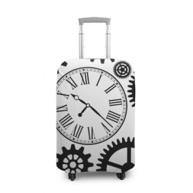 Чехол для чемодана 3D с принтом Время не ждет в Петрозаводске, 86% полиэфир, 14% спандекс | двустороннее нанесение принта, прорези для ручек и колес | Тематика изображения на принте: время | часы
